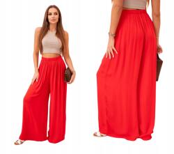Kesi Piros széles viszkóz női nadrág, magas derekú (5907302893239)