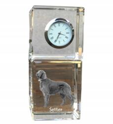 Art-Dog Angol szetter kristály asztali óra kutyával, saját fotóval (5055882416901)