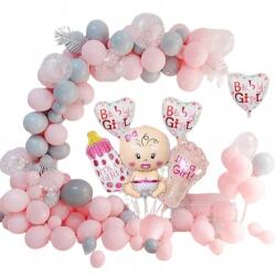  Léggömb Füzér Rózsaszín Lufik Ív Dekoráció Baby Shower Girl Kislány