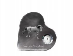  Ló American Saddlebred kristály szív alakú óra fényképpel (5055882452985)