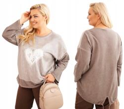 Kesi Plus Size pamut női pulóver szív mintával és pöttyökkel, barna (5907302142375)