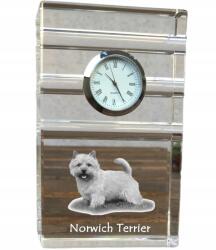  Norwich terrier kristály asztali karóra kutyával, saját fotóval (5060383449211)