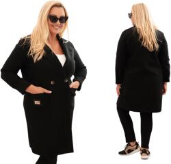 Kesi Fekete elegáns Plus Size női kabát gallérral és nagy zsebekkel (5907302490667)