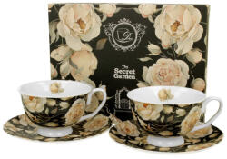 English Roses Black - 2 darabos cappuccinós csészékészlet (Royal Collection) (3934875)