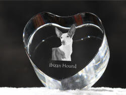 Art-Dog Ibizai podenco kristály szív, dísz, kutya fénykép ajándéktárgy (5055882445468)