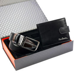 Pierre Cardin ZG-202-BN férfi fekete-barna bőr pénztárca öv ajándék szett 120 cm (59942)