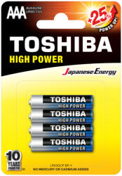 Toshiba HIGH POWER LR03 AAA 1, 5 V alkáli elemek buborékcsomagolás 4 darab (TOSBAT0110)