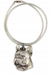 Art-Dog Francia bulldog nyaklánc kutyával, medál ezüst kígyó láncon (5906111282586)
