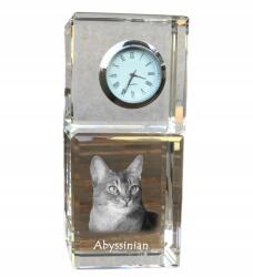 Abesszin macska kristály asztali óra az Ön fényképével, ajándéktárgy (5055882418059)