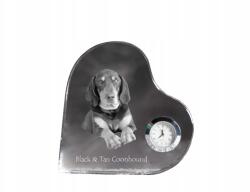  Black and tan coonhound szív alakú kristály óra fényképpel (5055882451933)