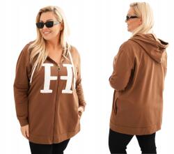 Kesi Plus Size női pamut kapucnis pulóver nagy H betűvel camel xxxxl (5907302145154)