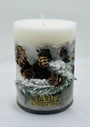  Karácsonyi Betongyertya Díszítéssel - Kézzel Készített, 48 órás Égés (CH12001022)