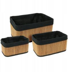 Koopman Bambusz kosár szett 3 db-os Fekete Szövet Barna Tároló (KR9000090)