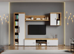 Mobiro Crispy-C10 mintával fehér nappali bútor szett, aranytölgy