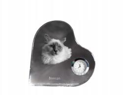  Burmai macska szív alakú kristály óra az Ön fényképével (5055882452527)