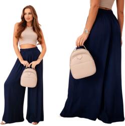 Kesi Sötétkék széles viszkóz női nadrág, magas derekú (5907302818119)