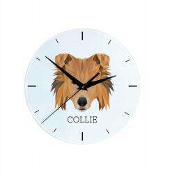  Skót juhászkutya, Collie rough üveg falióra geometrikus kutyával (5056739224915)