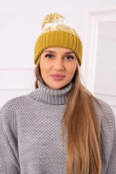 Kesi Női sapka pomponnal Abigail K326 kiwi+ecru