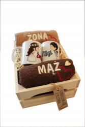 agmART Ajándék Esküvői szett Törölközők bögrék Feleség és Férj