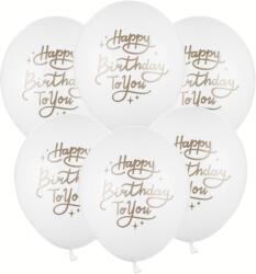 PartyDeco Fehér lufi - Happy Birthday To You 30 cm 50 db