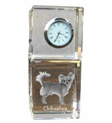  Chihuahua hosszú szőrű kristály asztali óra kutyával, saját fotóval (5055882416666)