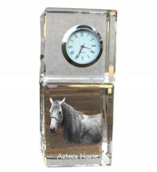  Azték ló kristály asztali óra saját fotóval, ajándéktárgy, jutalom (5055882418806)