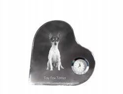 Art-Dog Amerikai toy terrier kristály szív alakú óra fényképpel (5055882452336)