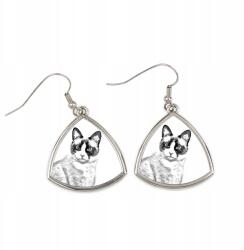 Art-Dog Snowshoe macska háromszög alakú, fényképes lógós fülbevaló, személyre szabott (5055882476851)