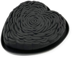  Szív alakú rózsa mintás torta forma, szilikon, 18, 5×18, 5 cm