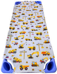  Vízhatlan Gumifüles Gyermek mintás Lepedő Pamut - Pul anyagból / Szürke alapon Sárga Munkagépes