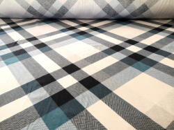  Flanel textil - méteráru - 160 cm / kék - szürke geometriai mintás