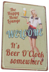 Ezone Vintage Dekor Fémtábla, dombornyomott 'WELCOME' felirat, retro hangulatú kialakítás, 20x30cm