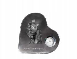  Norvég macska erdei kristály szív alakú óra az Ön fényképével (5055882452664)