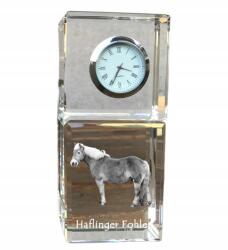  Ló Haflinger kristály asztali óra az Ön fényképével, ajándéktárgy (5055882418844)