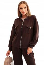 Kesi Női viszkóz szett cipzáras pulóverrel és nadrággal barna (5907302512581)