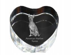Art-Dog Amerikai terrier szőrtelen kristály szív, dísz, fényképes ajándéktárgy (5055882445949)