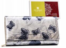 Peterson női bőr pénztárca ezüst és kék színben (PTN 42100-BF-7082 SI)