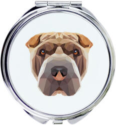 Shar Pei kompakt zsebtükör geometrikus kutyával (5056739225677)