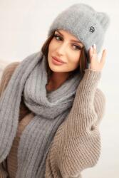 Kesi Női sapka és hosszú sál szett puha fonalból, szürke (5907302137999)