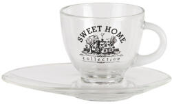 Clayre & Eef Üvegcsésze 230ml, ovál aljjal 17x10x2cm, Sweet Home