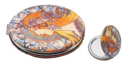 Fridolin Textilbevonatú zsebtükör 7cm, nagyítós tükörrel, Mucha: Zodiak (12279)