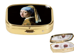 Fridolin Gyógyszeres fémdoboz 2 fakkos, 5, 1x1, 8x3, 6cm, Vermer: Lány gyöngy fülbevalóval (18193)