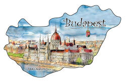 Czworka Hűtőmágnes, országforma, Budapest (0rszmagn-BU24)