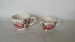 Vanilia Domború mintás teáscsésze, virágos bordó, kerámia, kézzel festett-3dl (V-K-30-07)