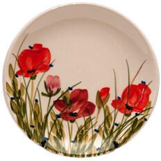 Vanilia Tele virágos kávés csészealj, pipacs, kerámia, kézzel festett-dia14, 5cm (V-K-43-06)