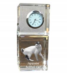  Japán macska bobtail kristály asztali óra az Ön fényképével, ajándéktárgy (5055882418325)