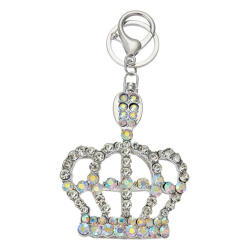 Clayre & Eef Fém kulcstartó koronás, üveggyönggyel, 7x2x8cm (JZKC0164)