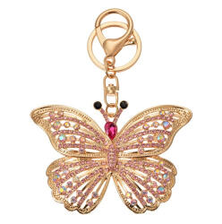 Clayre & Eef Fém kulcstartó lepkés, üveggyönggyel, 6x2x8cm (JZKC0176)