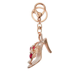 Clayre & Eef Fém kulcstartó cipős, üveggyönggyel, 3x4x7cm (JZKC0168)