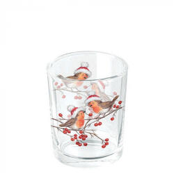 Ambiente Christmas robins white üveg mécsestartó 5, 5x6cm (37318865)
